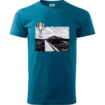 Retro Sněžka - Klasické pánské triko vyšší gramáže - M ( Petrolejová )