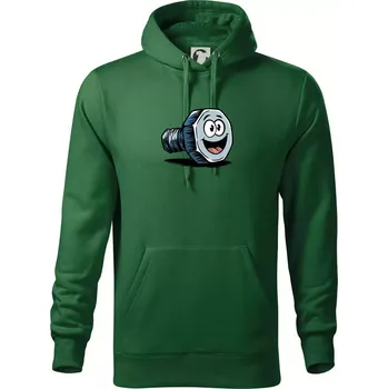 Pánské oblečení Parové triko - Šroub a matka - Mikina pánská Cape s kapucí - 3XL ( Lahvově zelená )