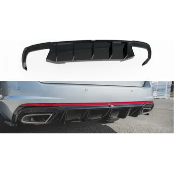 Tuning Maxton Design vložka zadního nárazníku ver.2 pro Škoda Octavia RS Mk3, černý lesklý plast ABS, pro dieselové motory - DROBNÉ POŠKOZENÍ