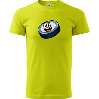 Parové triko - Puk a hokejka - Klasické pánské triko vyšší gramáže - 3XL ( Limetková )