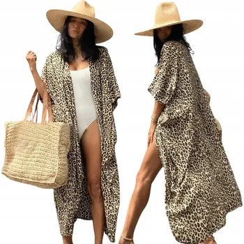 Přehoz na lůžko Přehoz na pláž panterka pareo šaty tunika kimono boho dlouhý vzdušný
