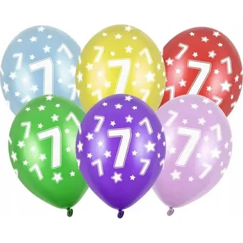 Balónek Latexové balónky metalické barevné 7. narozeniny 30 cm 3 ks