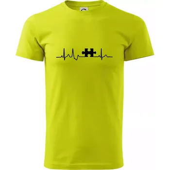 EKG puzzle párové - Klasické pánské triko vyšší gramáže - XL ( Limetková )