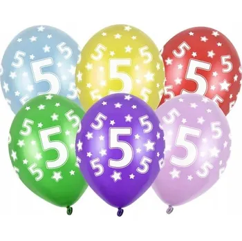 Balónek Latexové balónky metalické barevné 5. narozeniny 30 cm 3 ks