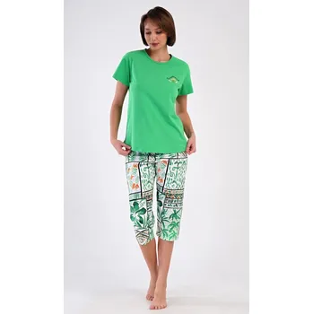 Dámské pyžamo Dámske pyžamo kapri Janette - zelená - M