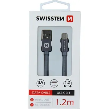 Datový kabel Swissten datový kabel Textile USB / USB-C 1.2m šedý