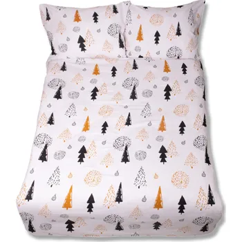 Povlečení Povlečení 220x200 bílé černé oranžové vánoční stromky baňky Matex