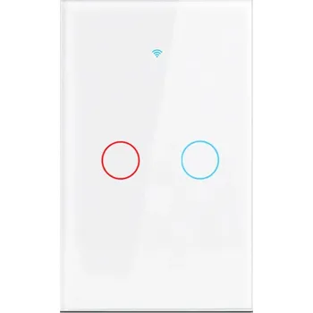 vypínač Chytrý dotykový nástěnný vypínač 12 x 7,2 cm 2gang LED WiFi Bluetooth Ovládání hlasem Alexa Google Home Tvrzené sklo PC panel Bílý bílá