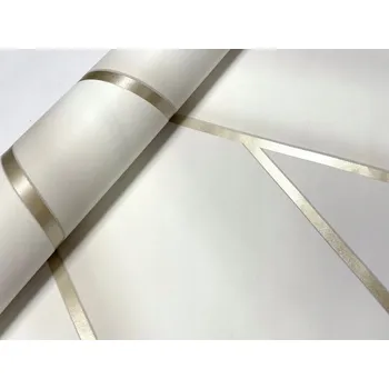 Tapeta Tapeta vliesová 3D linie pruhy bílá zlatá