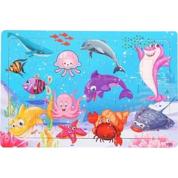 ostatní stavebnice Dřevěná puzzle skládačka 22,5 x 15 cm Mořský svět Vzdělávací hračka pro děti Rozvoj logiky Motoriky Barevné zvířátko Dětský dárek