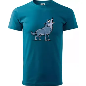 Pánské tričko Parové triko - Vlk a měsíc - Klasické pánské triko vyšší gramáže - S ( Petrolejová )