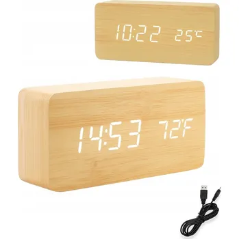 Budík LED budík ze dřeva bambusu