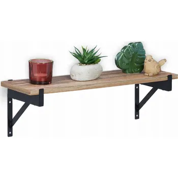 police Dřevěná police Relaxdays 48 x 15 cm, odstíny hnědé