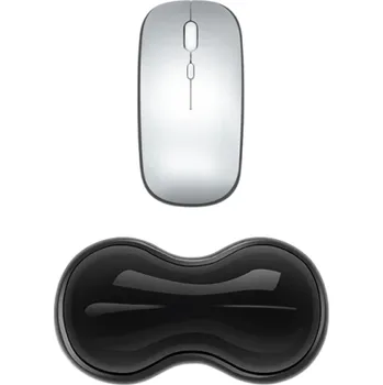 Silikonová ergonomická podložka pod zápěstí 14,5 x 8 cm pro práci s myší Kancelářská podpora ruky Proti únavě a tlaku černá