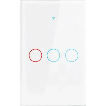 vypínač LED chytrý dotykový nástěnný vypínač 12 x 7,2 cm WiFi Bluetooth 3gang Skleněný panel Ovládání přes mobil Alexa Google Home bílá