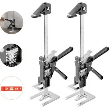 zvedák VEVOR Ruční zvedák, 2 ks, nosnost 150 kg, zdvih až 250 mm, kovový ruční zvedák s magnetickou vodováhou, nastavitelná výška, pro dveře, okna, nábytek, zpracování dřeva, černý