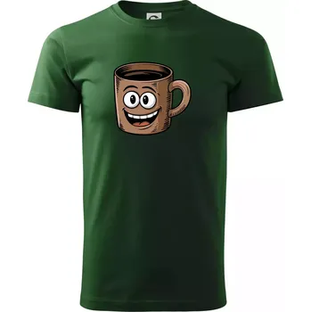 Pánské tričko Parové triko - Hrnek a káva - Triko extra velké (5-8XL) - 6XL ( Lahvově zelená )