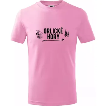 Orlické hory nápis - Tričko dětské bavlněné - 134 cm/8 let ( Růžová )