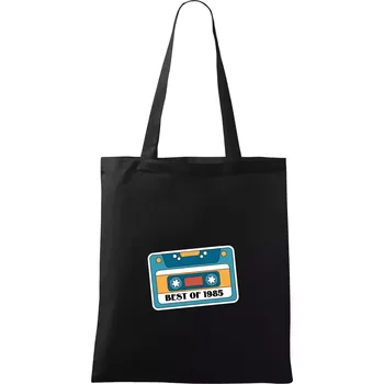 Nákupní taška Narozeniny kazeta Best of 1985 - Taška bavlněná - 42 x 38 cm ( Černá )