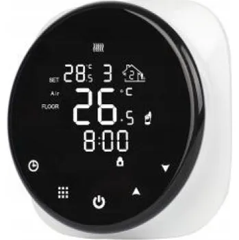 Termostat pro elektrické topení, 16A, WI-FI, kulatý, černá barva