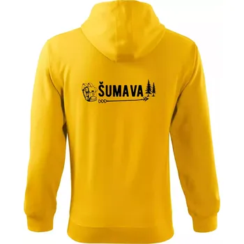 Pánská mikina Šumava nápis - Mikina s kapucí na zip trendy zipper - 2XL ( Žlutá )