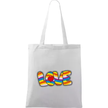 Love nápis duhový - Taška bavlněná - 42 x 38 cm ( Bílá )