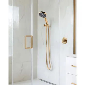 Sprchová hlavice Sprchová hlavice s hadicí zlatá kov 5 režimů vodního proudu moderní styl koupelna Beliani