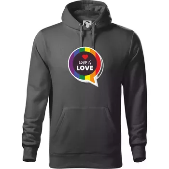 Pánská mikina Love is love bublina - Mikina pánská Cape s kapucí - 2XL ( Ocelově šedá )