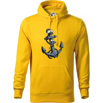 Pánská mikina Parové triko - Loď a kotva - Mikina pánská Cape s kapucí - 4XL ( Žlutá )