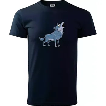 Parové triko - Vlk a měsíc - Triko extra velké (5-8XL) - 7XL ( Námořní modrá (velmi tmavá - téměř černá) )