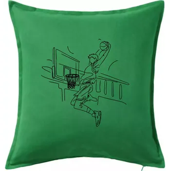 Polštář Basketbalista jedním tahem - výskok - Polštář 50x50 - 50x50 - Pouze potah ( Středně zelená )