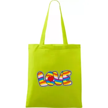 Love nápis duhový - Taška bavlněná - 42 x 38 cm ( Limetková )