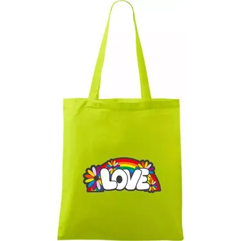 Love s duhou v pozadí - Taška bavlněná - 42 x 38 cm ( Limetková )