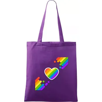 Srdce uhlopříčně - Taška bavlněná - 42 x 38 cm ( Fialová )