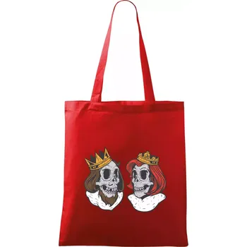 Nákupní taška King and Queen lebky - Taška bavlněná - 42 x 38 cm ( Červená )