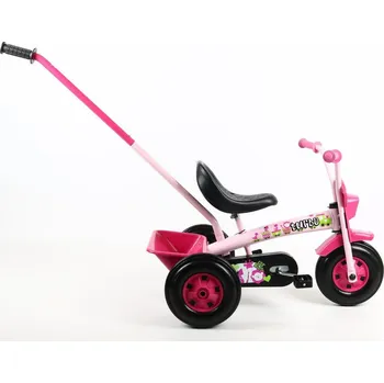 Dětské vozidlo Tříkolka pro děti, růžovo-bílá, s košíkem na hračky