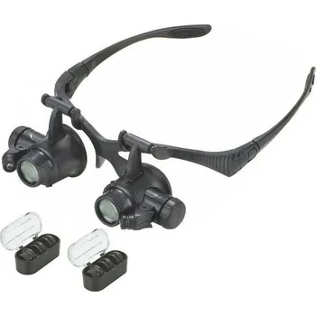 Lupa Zvětšovací brýle - binokulární lupa se zvětšením 10-25x a osvětlením
