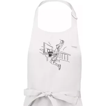 Kuchyňská zástěra Basketbalista jedním tahem - výskok - Dámská zástěra na vaření - Univerzální velikost ( Bílá )