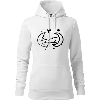 Dámská mikina The moon and back - Mikina dámská Cape s kapucí - 2XL ( Bílá )