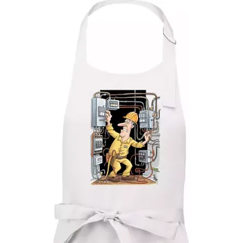 Kuchyňská zástěra Vyděšený elektrikář - Pánská zástěra na vaření - Univerzální velikost ( Bílá )