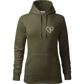 Dámská mikina Párova mikina - srdce puzzle doplňuješ mě - Mikina dámská Cape s kapucí - XS ( Military )