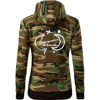 Dámská mikina The moon and back - Dámská mikina trendy zipper s kapucí - XS ( Hnědý maskáč )