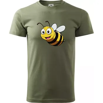 Pánská móda Parové triko - Včela a květina - Klasické pánské triko vyšší gramáže - M ( Khaki )