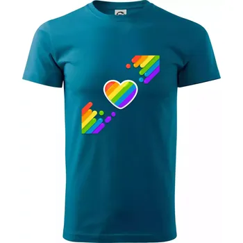 Srdce uhlopříčně - Klasické pánské triko vyšší gramáže - 3XL ( Petrolejová )