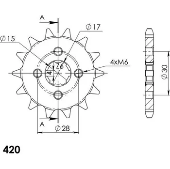 Řetězová sada pro motocykl SUPERSPROX Řetězové kolečko SUPERSPROX CST-253:14 14 zubů, 420