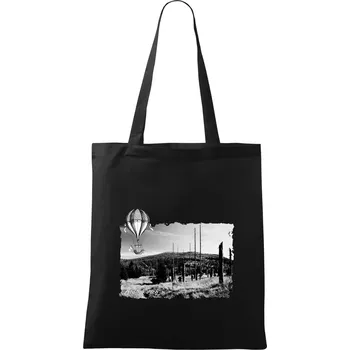 Nákupní taška Retro Blatný vrch - Taška bavlněná - 42 x 38 cm ( Černá )