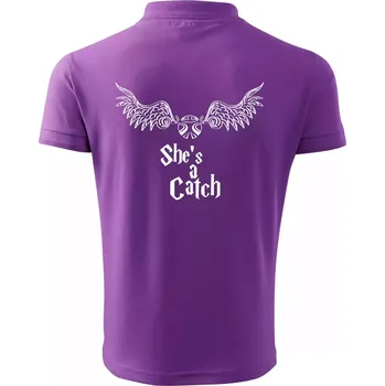 Pánská košile Shes a catch - Polokošile pánská Pique Polo 203 - XL ( Fialová )