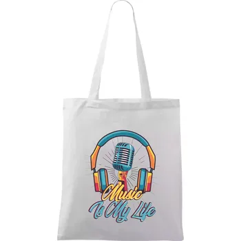 Music is my life sluchátka - Taška bavlněná - 42 x 38 cm ( Bílá )