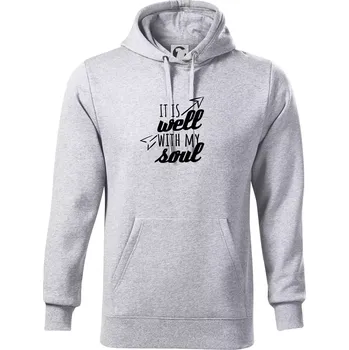 Pánská mikina It is well with my soul - Mikina pánská Cape s kapucí - 5XL ( Světlešedý Melír )