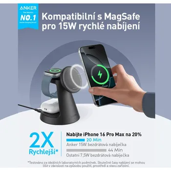 Nabíječka bezdrátová ANKER MagGo 3v1 pro Apple iPhone / AirPods / Watch + EU adaptér - černá
